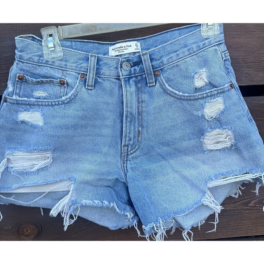 Abercrombie & Fitch The Boyfriend Short Mid Rise Distress Size 27 (4)